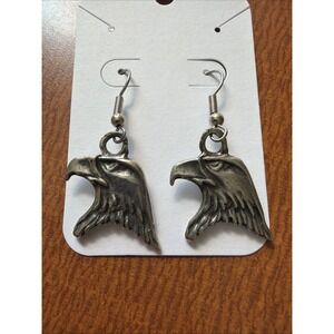 Eagle Silver Tone Dangle Earrings EUC